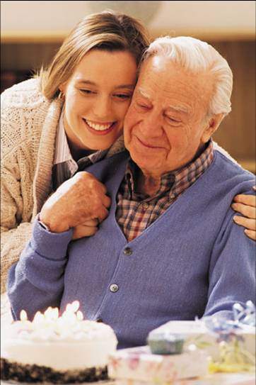 elderly caregiver and man